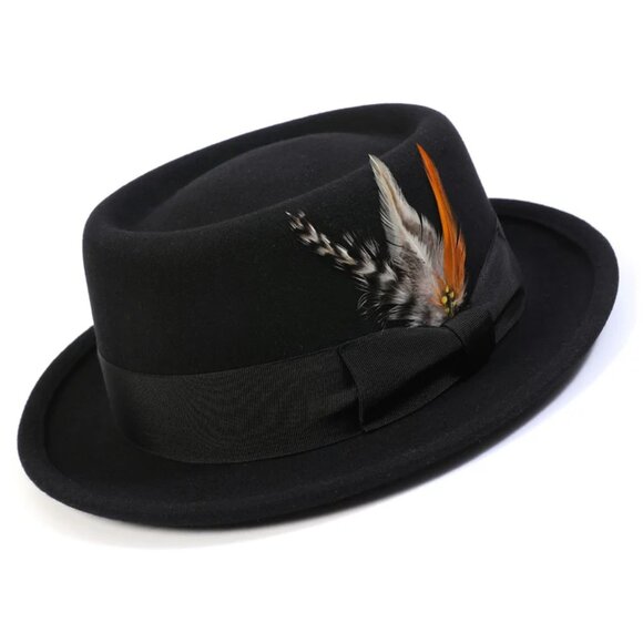 MONTIQUE BLACK PORK PIE2.5 INCH BRIM. H-88